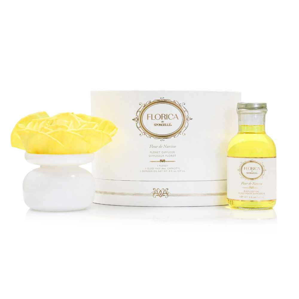Spongellé Fleur de Narcisse Floret Diffuser – Floral Home Fragrance, Up to 8 Weeks