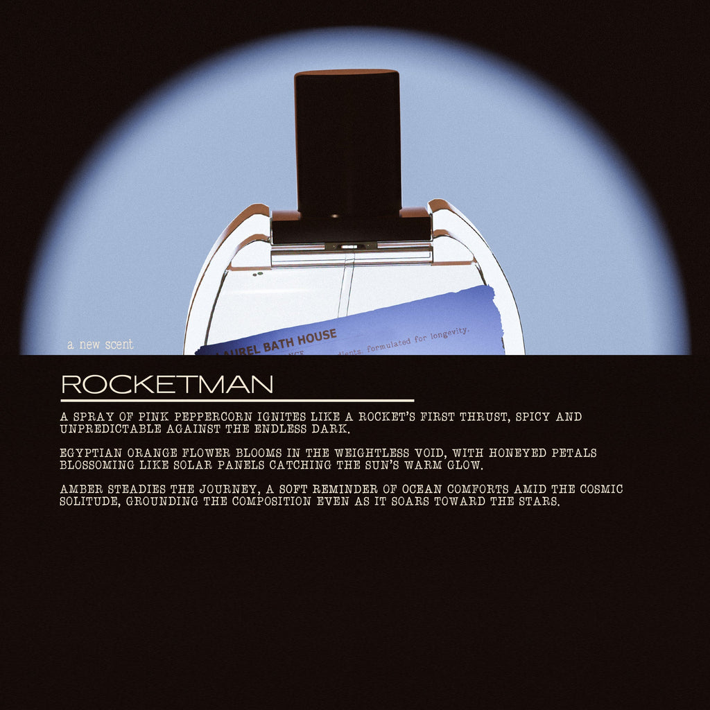 Laurel Bath House Rocket Man Eau de Parfum – Juniper, Pink Peppercorn & Amber | 5ml / 50ml