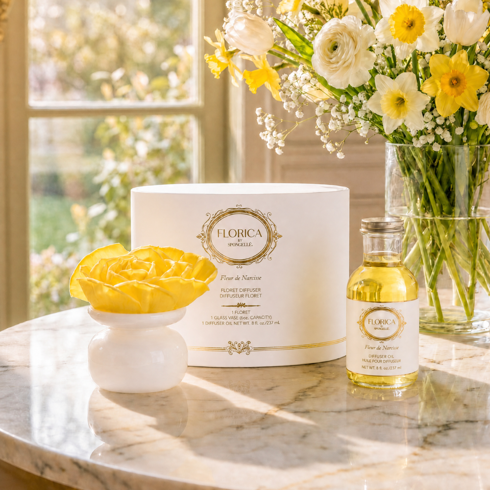 Spongellé Fleur de Narcisse Floret Diffuser – Floral Home Fragrance, Up to 8 Weeks