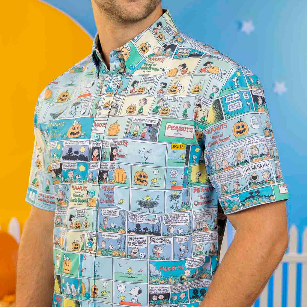 RSVLTS Peanuts Snoopy Spooky Strips Halloween KUNUFLEX Button-Down Shirt
