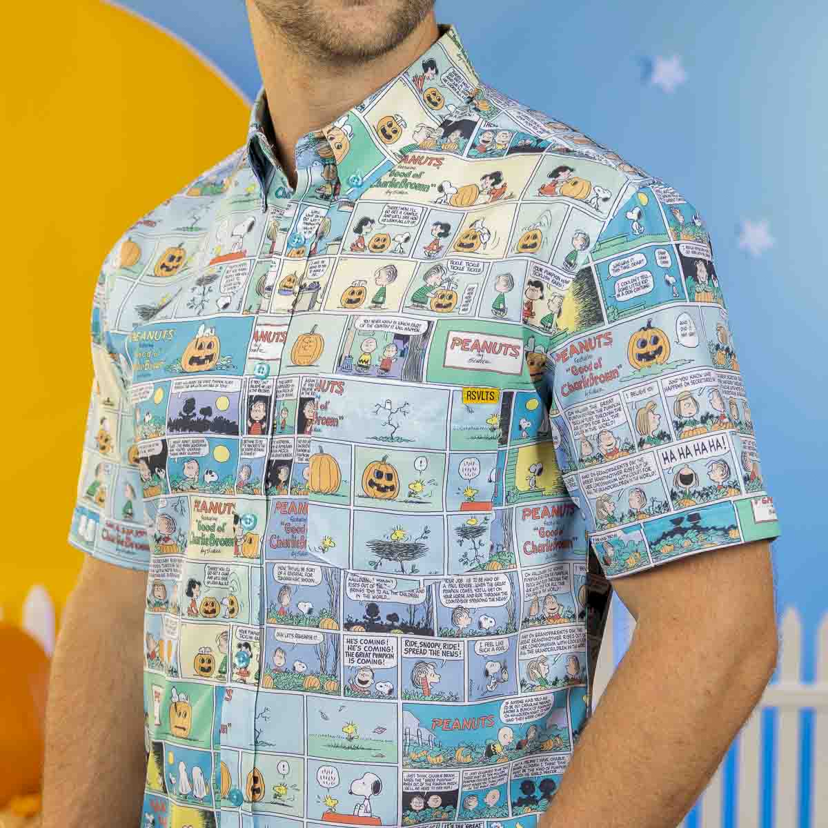 RSVLTS Peanuts Snoopy Spooky Strips Halloween KUNUFLEX Button-Down Shirt