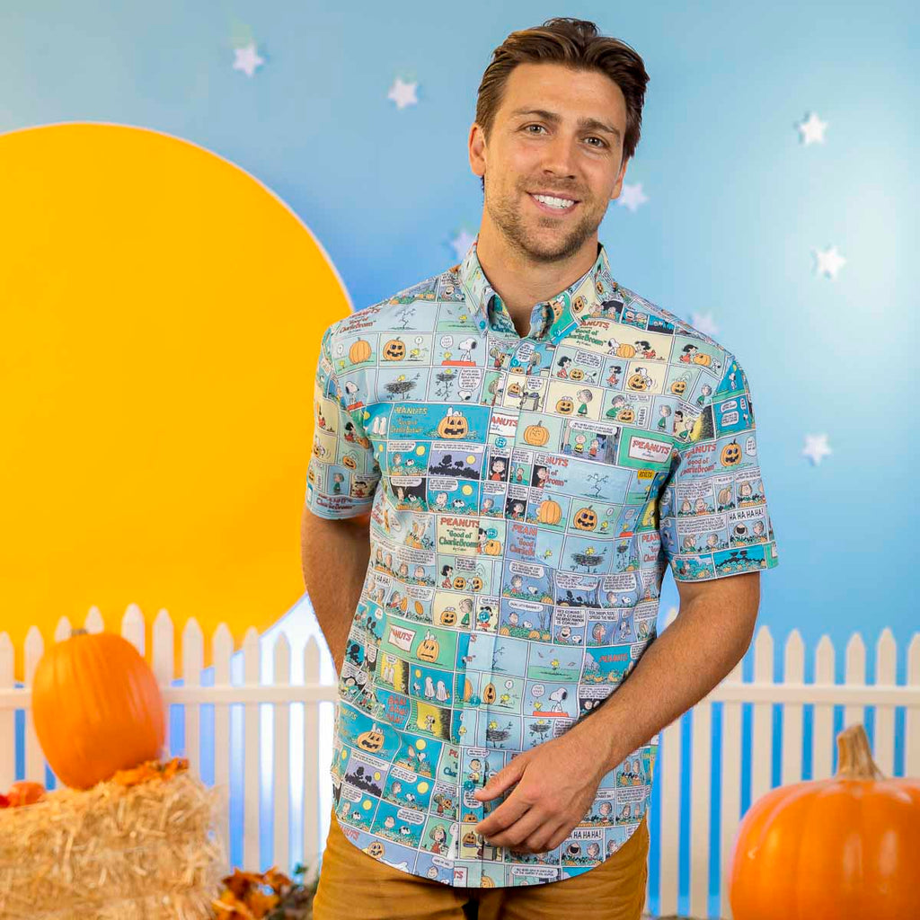 RSVLTS Peanuts Snoopy Spooky Strips Halloween KUNUFLEX Button-Down Shirt