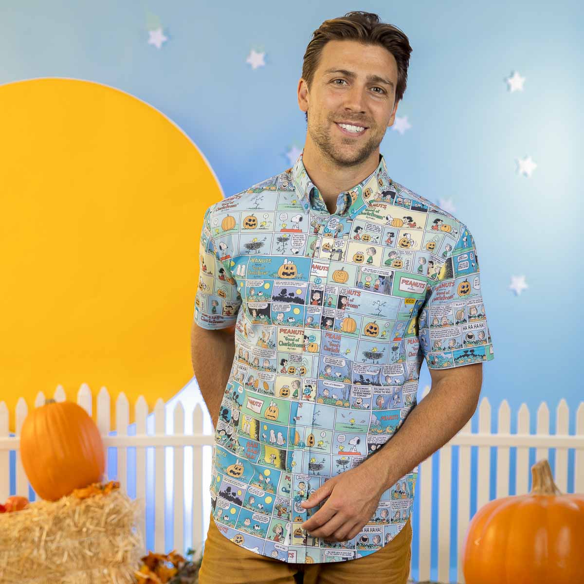 RSVLTS Peanuts Snoopy Spooky Strips Halloween KUNUFLEX Button-Down Shirt