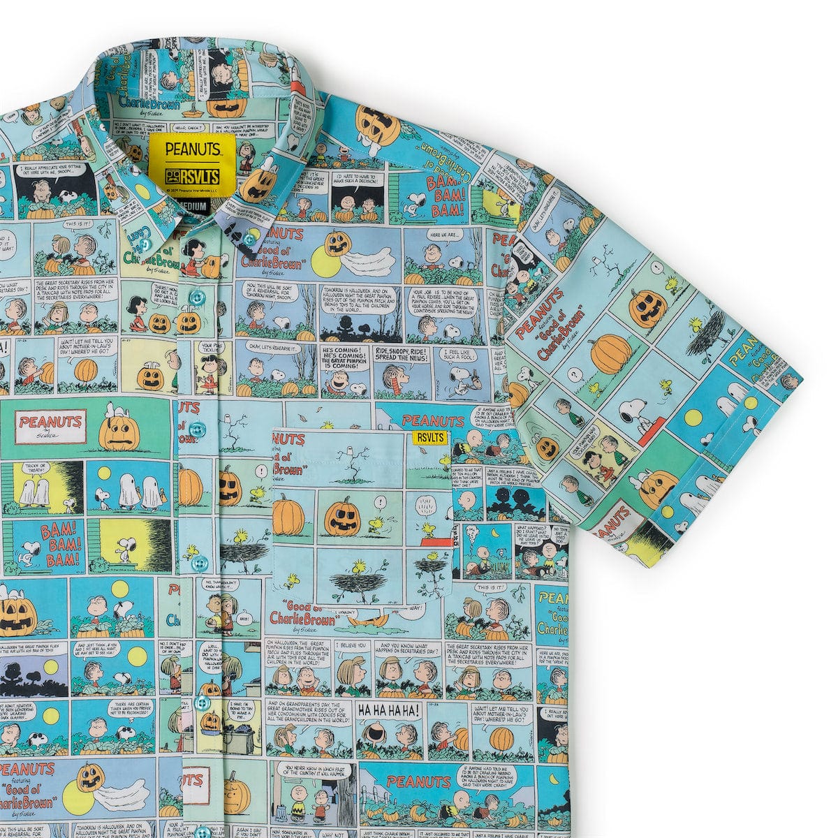 RSVLTS Peanuts Snoopy Spooky Strips Halloween KUNUFLEX Button-Down Shirt